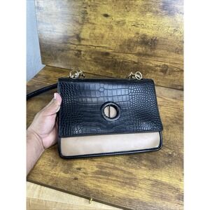 INZI BLACK LEATHER CLUTCH BAG SQUARE BLACK STUD